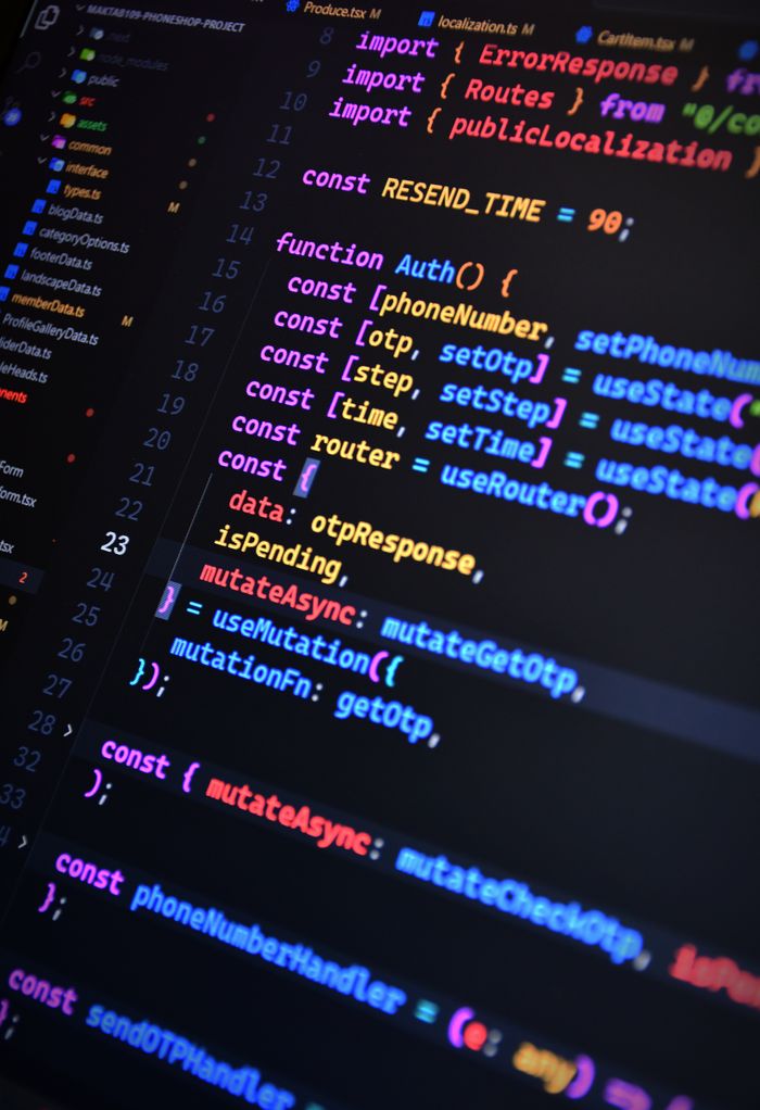 gallery-5 Vibrant JavaScript code on a screen showcasing front-end development with syntax highlighting.